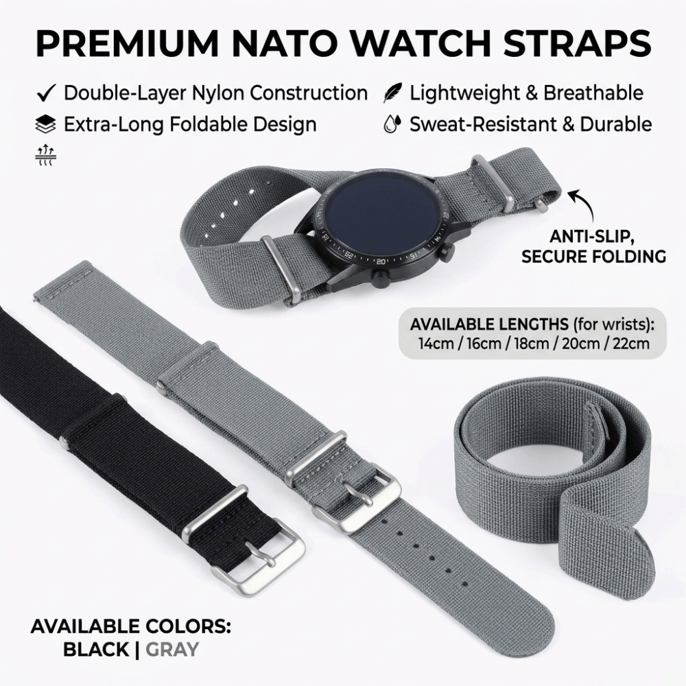 Nato Strap Nylon - Cinturino NATO 14/16/18/20/22mm, Bracciale Vintage NATO,
