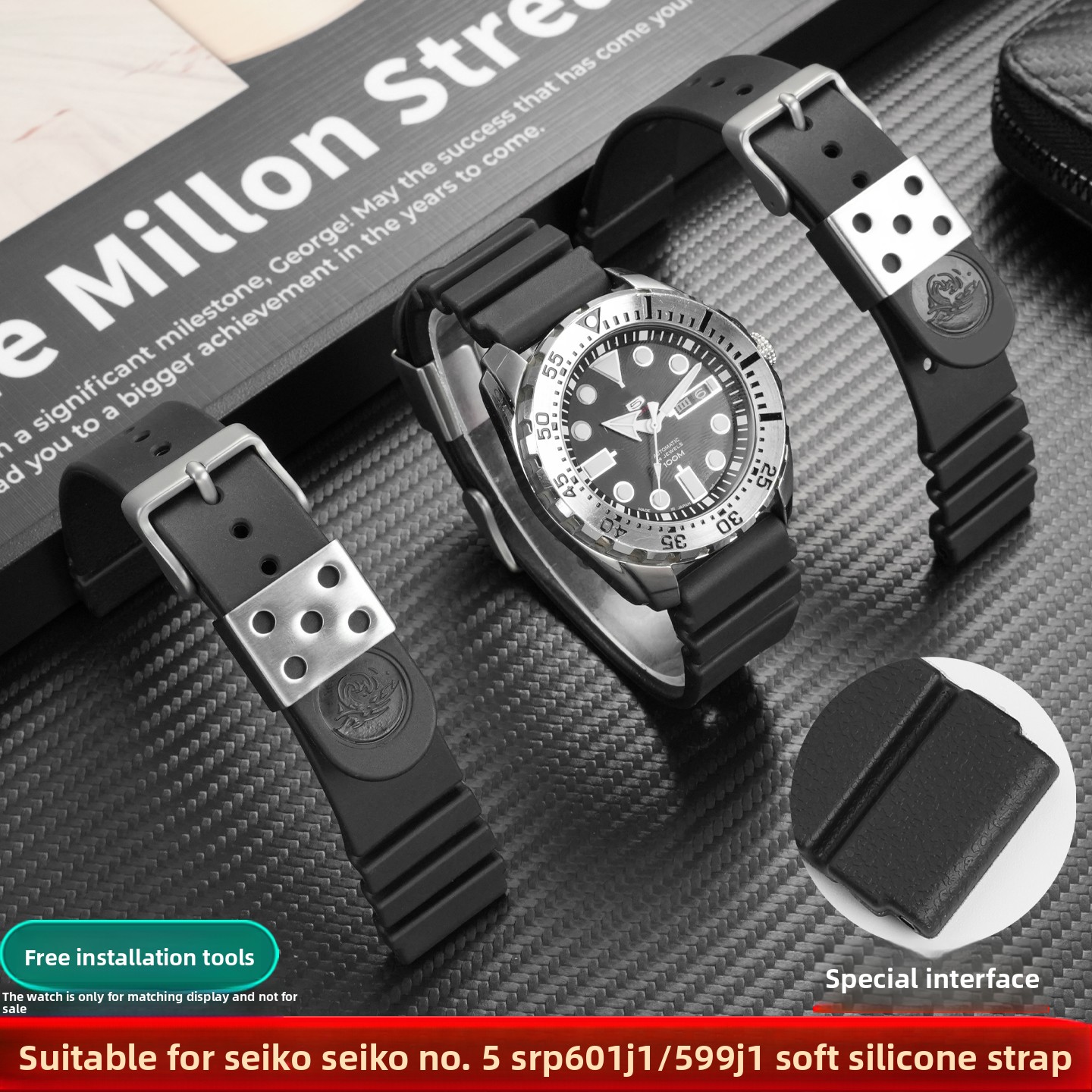 Seiko Watch 5 Sports - Cinturino in silicone da 22 mm