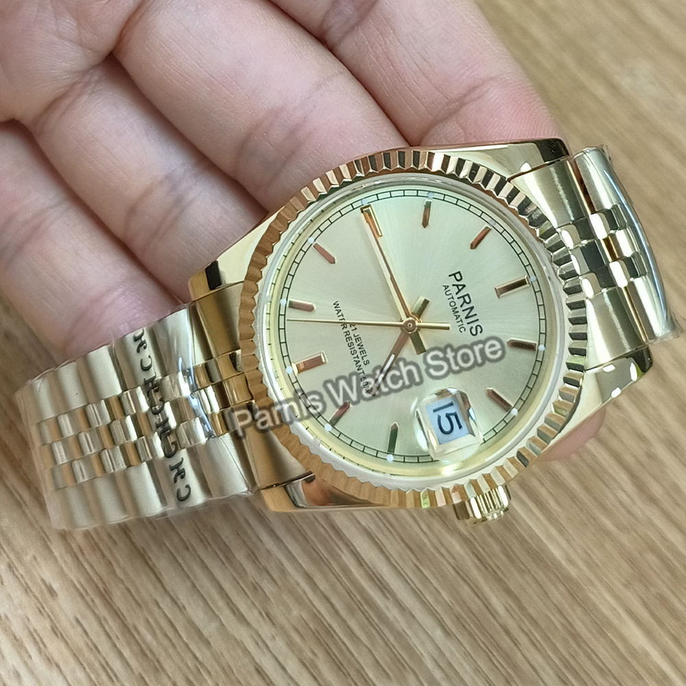 Parnis 36 mm color oro con mar - Rolex Watch Datejust recensione e prezzo